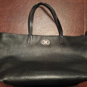 Salvatore Ferragamo Black Leather Tote Bag